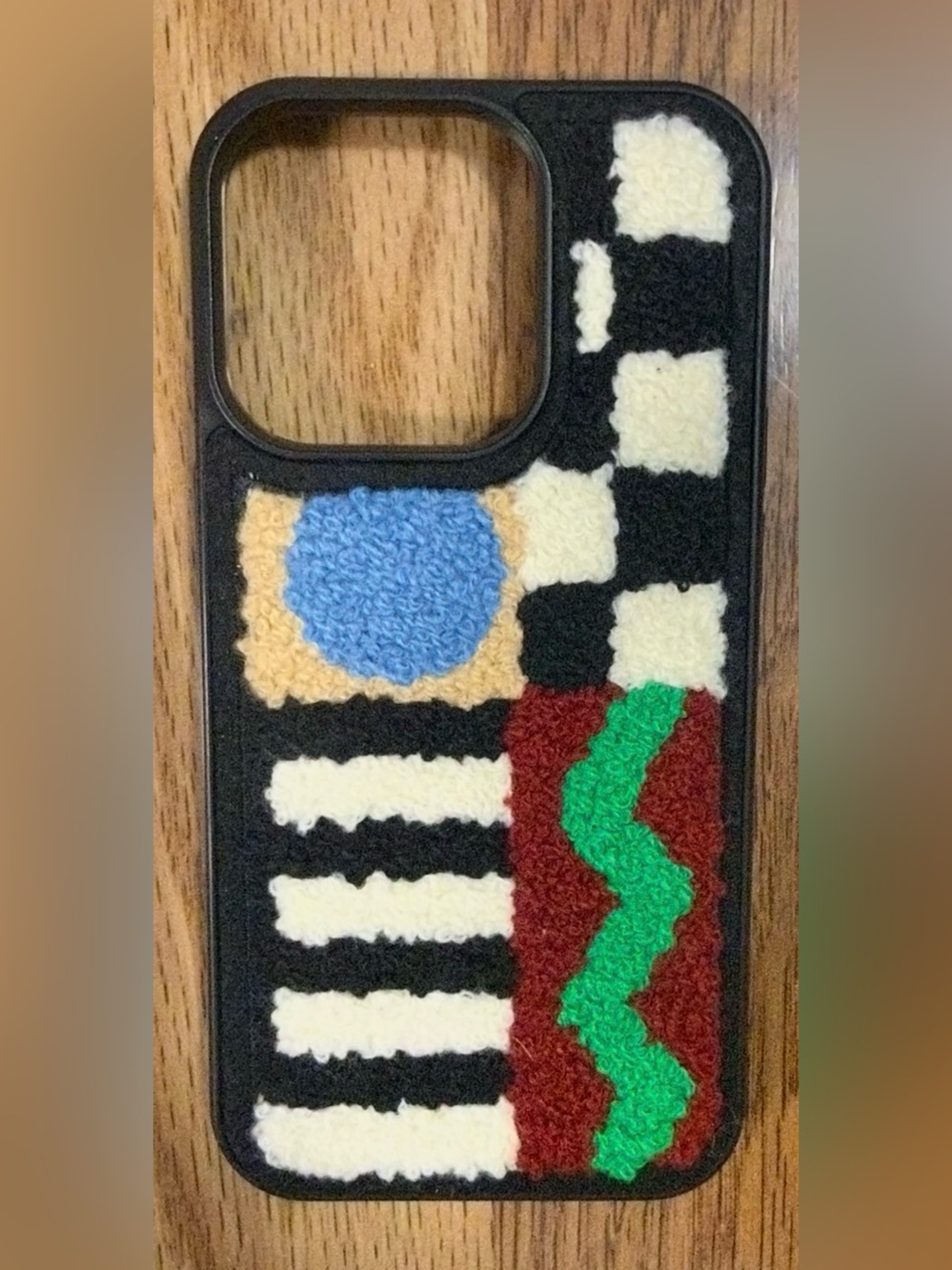 iPhone 16 PRO Handmade Tufted  Phone Case - Black, Cream, Blue, Green, Red